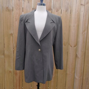 Escada Margaretha Ley Womens Single Button Blazer Sage Gray New Wool 44.